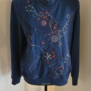 Navy blue aladdin dunner petite pullover sweatshirt